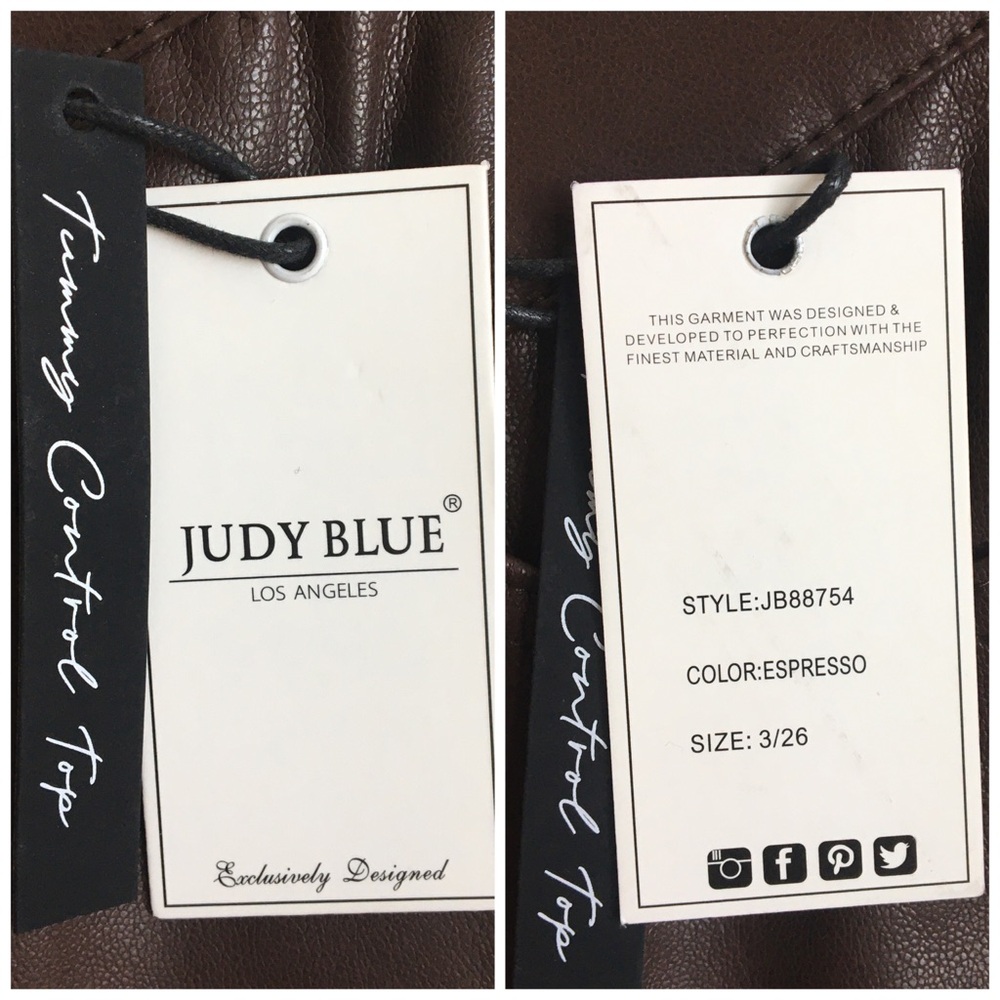 Judy Blue Tummy Control High Rise Faux Leather Straight Pants Espresso Size 26 - Picture 9 of 17